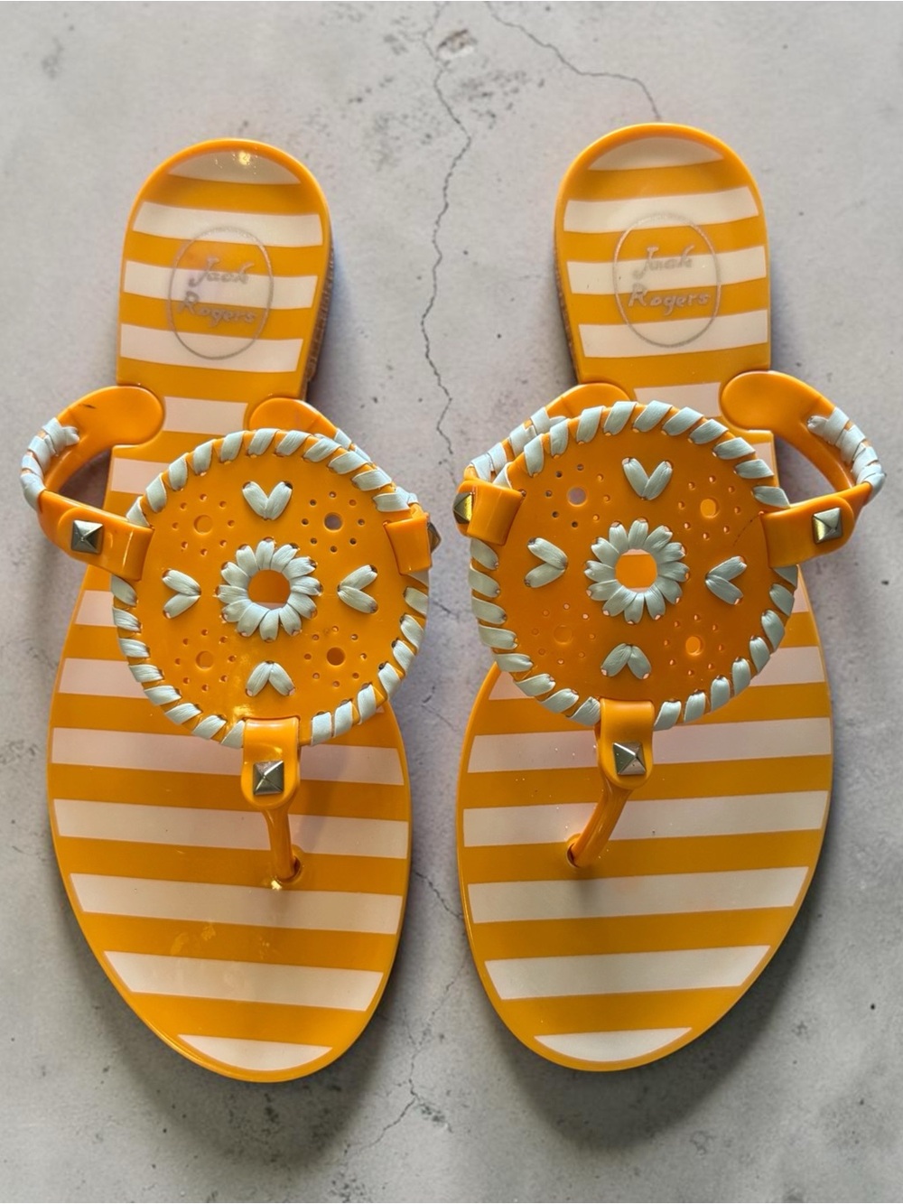 Jack Rogers Georgica Striped Jelly Sandals Orange Size 6